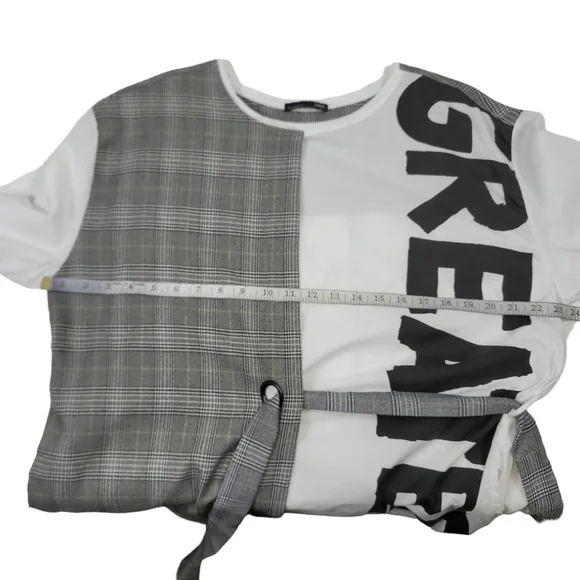 Zara Black and White Asymmetrical Long Sleeve Blouse - Picture 6 of 8